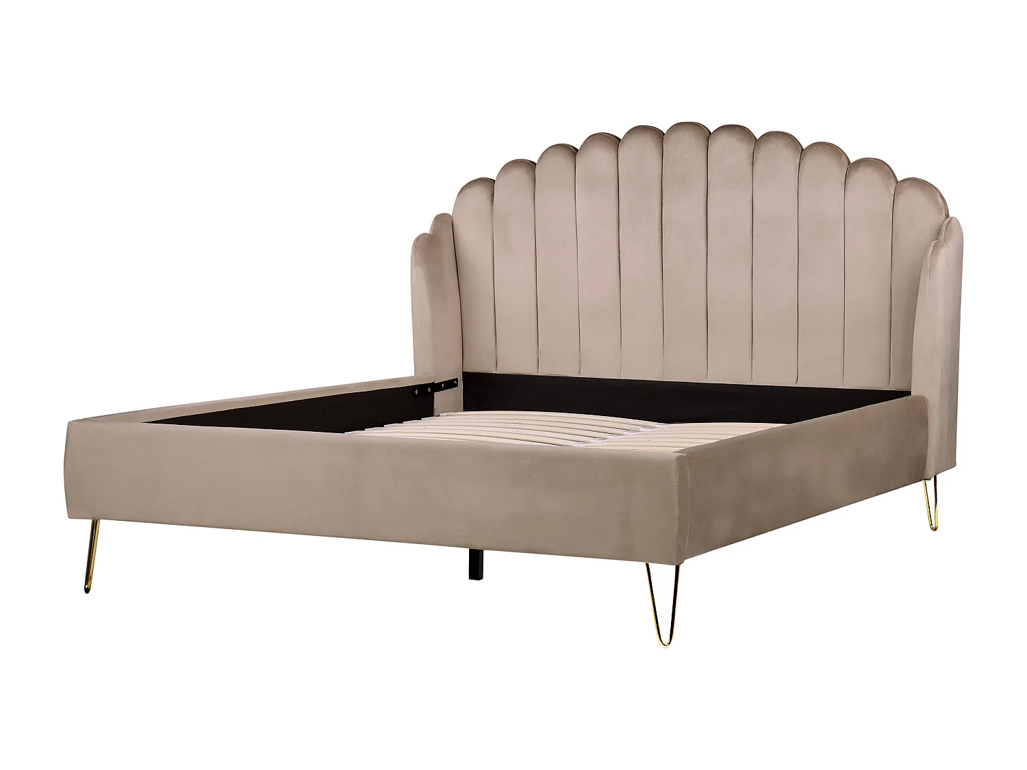 Bed Fluweel AMBILLOU 160 x 200 cm Taupe
