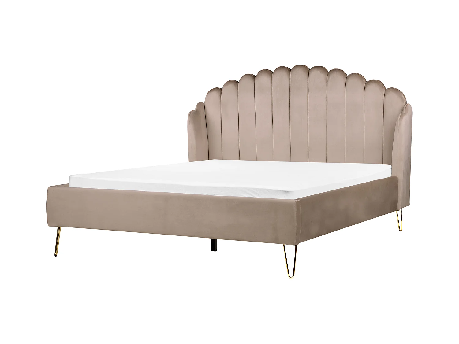 Lit avec sommier Velours AMBILLOU 160 x 200 cm Taupe
