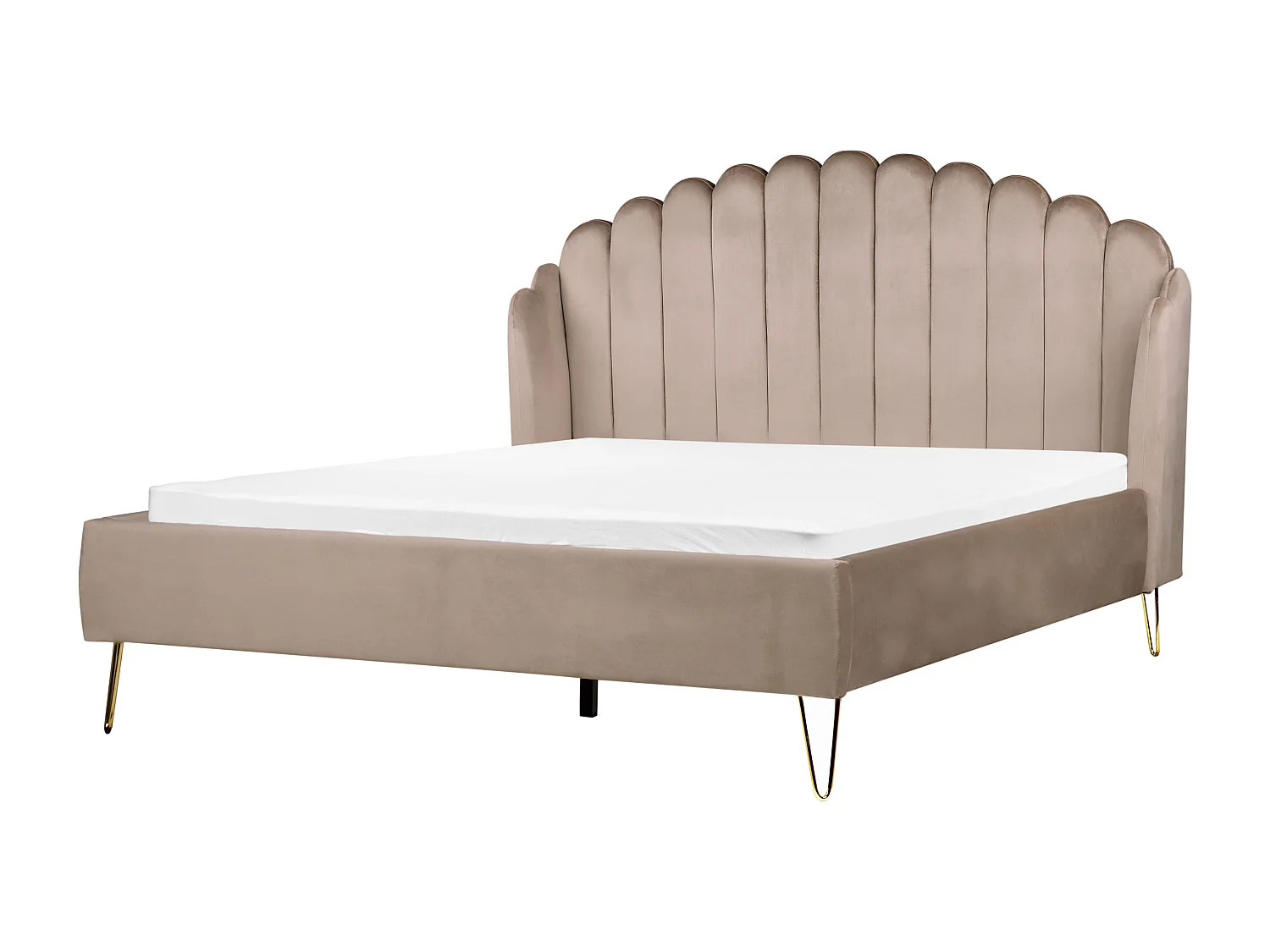 Bed Fluweel AMBILLOU 160 x 200 cm Taupe
