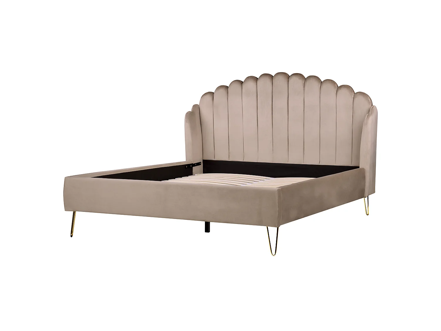 Lit avec sommier Velours AMBILLOU 160 x 200 cm Taupe