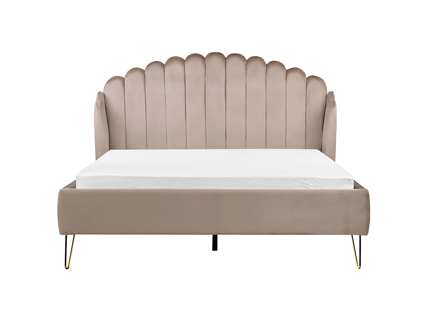 Lit avec sommier Velours AMBILLOU 160 x 200 cm Taupe
