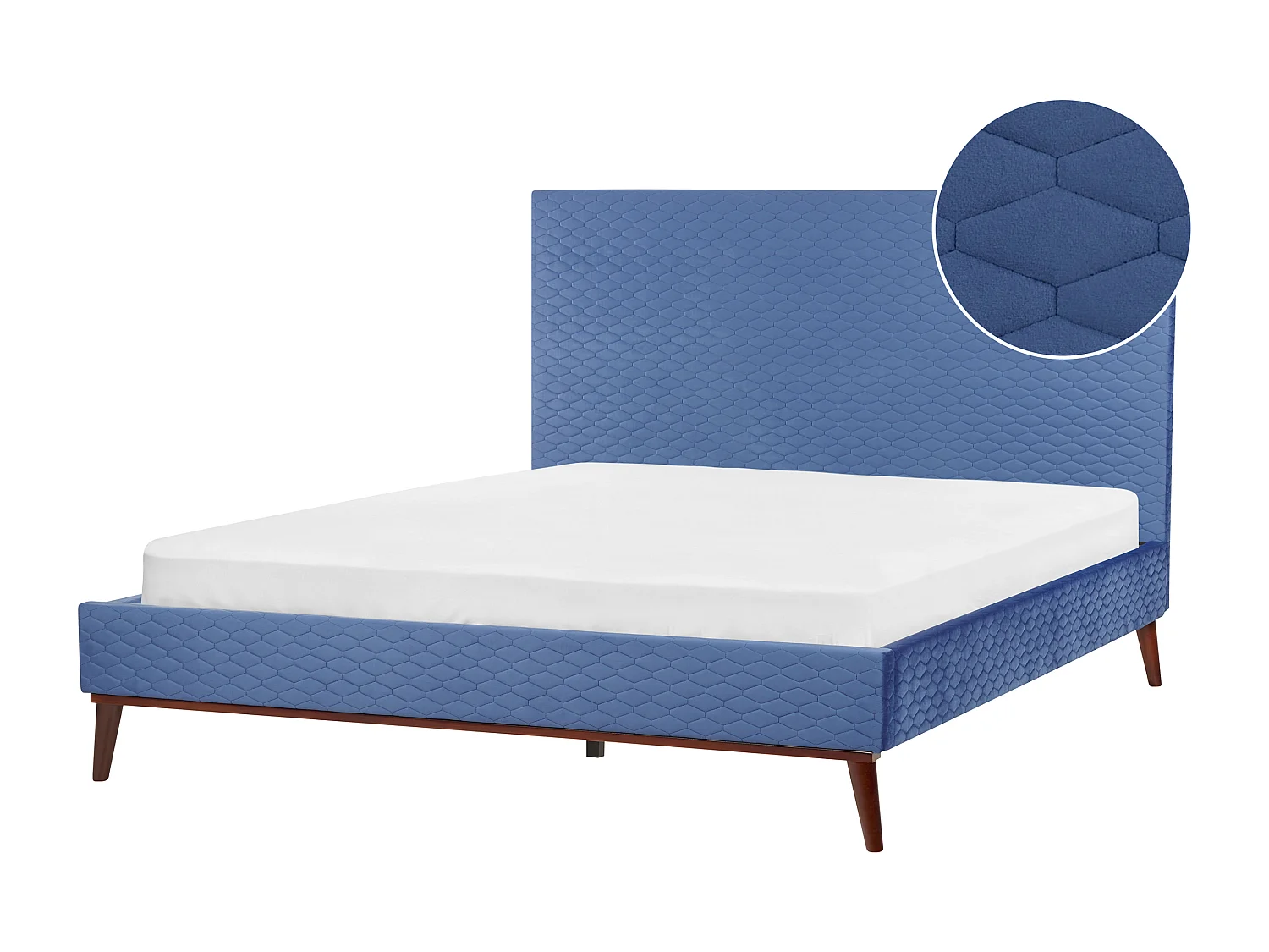 Lit avec sommier Velours BAYONNE 160 x 200 cm Bleu