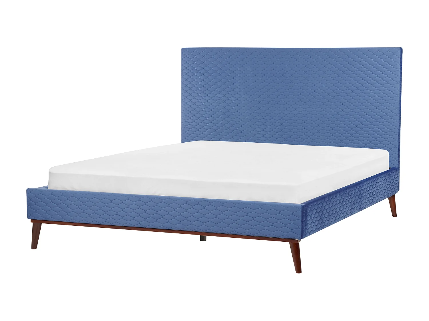 Lit avec sommier Velours BAYONNE 160 x 200 cm Bleu