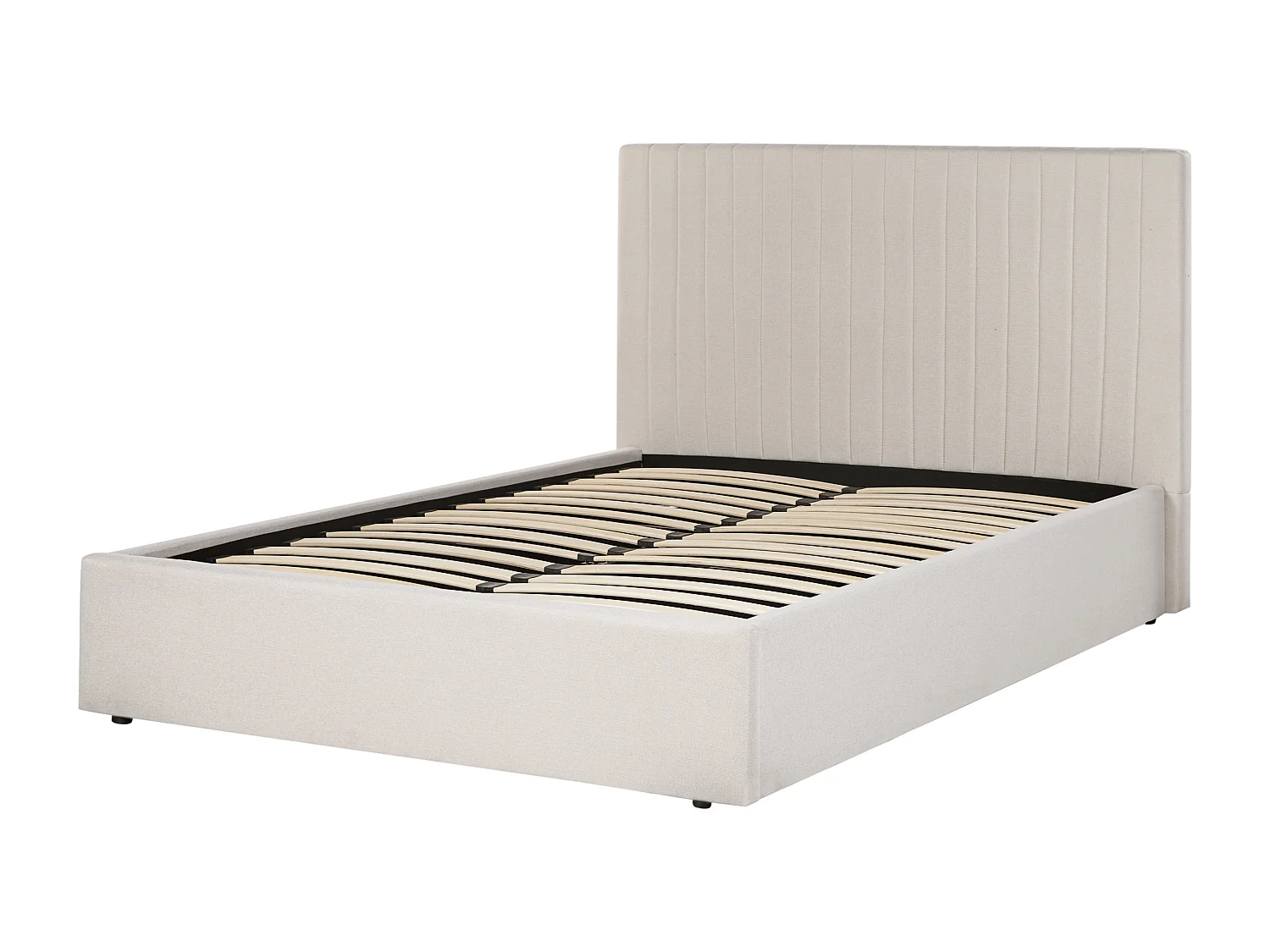 Polsterbett beige 140 x 200 cm mit Stauraum gestepptes Kopfteil Vion