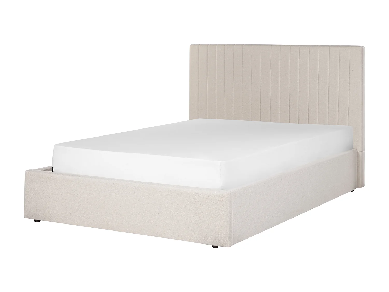 Polsterbett beige 140 x 200 cm mit Stauraum gestepptes Kopfteil Vion