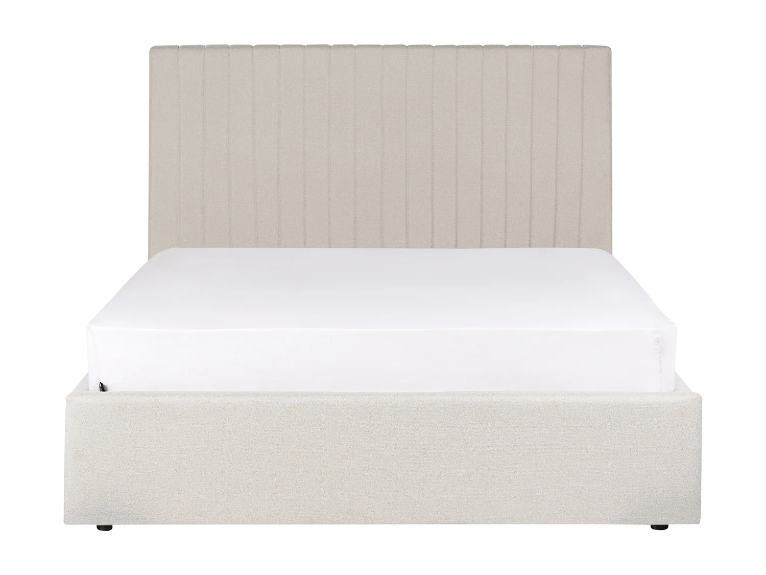 Polsterbett beige 140 x 200 cm mit Stauraum gestepptes Kopfteil Vion