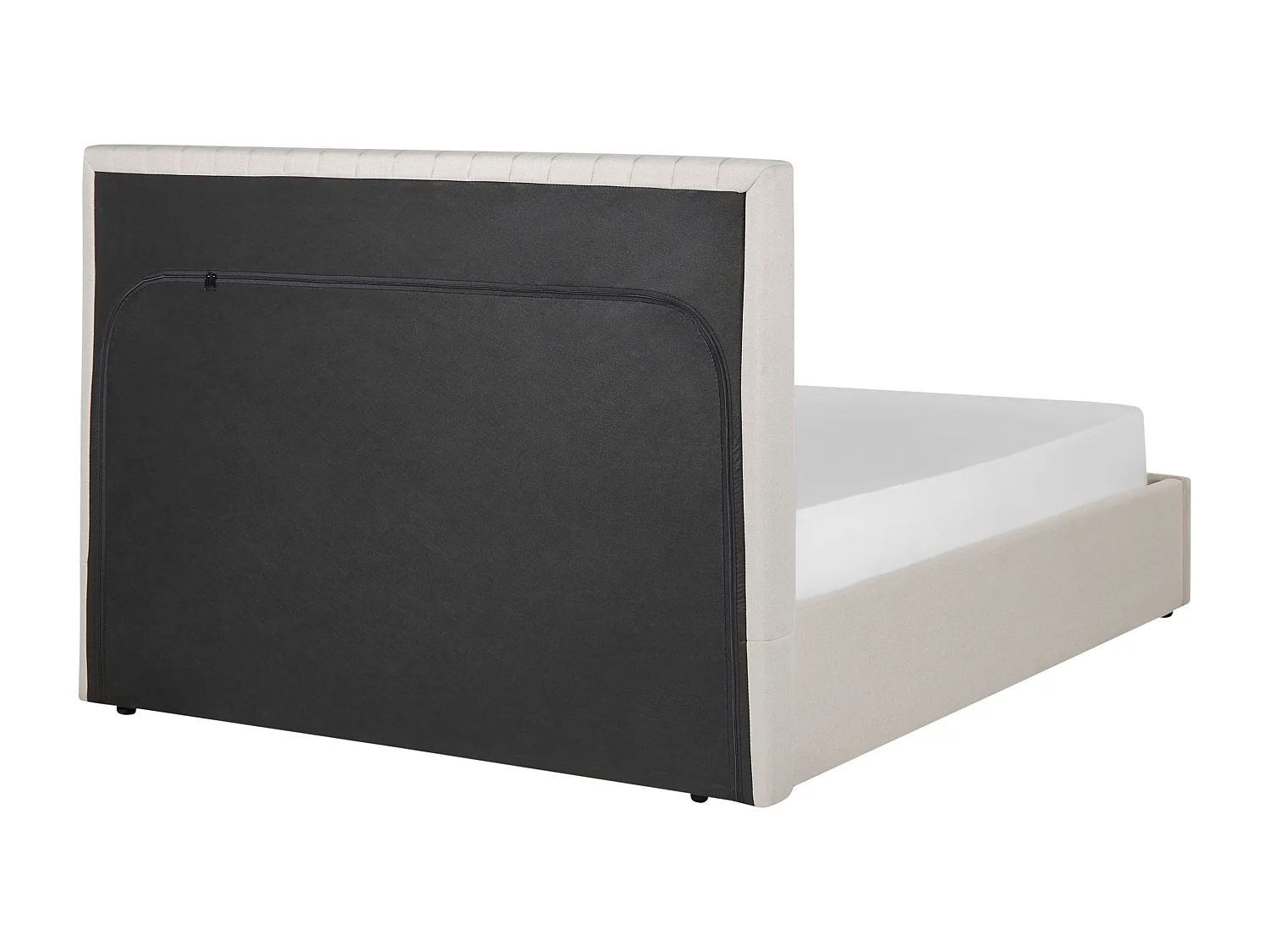 Polsterbett beige 140 x 200 cm mit Stauraum gestepptes Kopfteil Vion