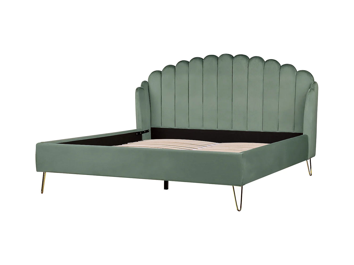 Lit avec sommier Velours AMBILLOU 180 x 200 cm Vert