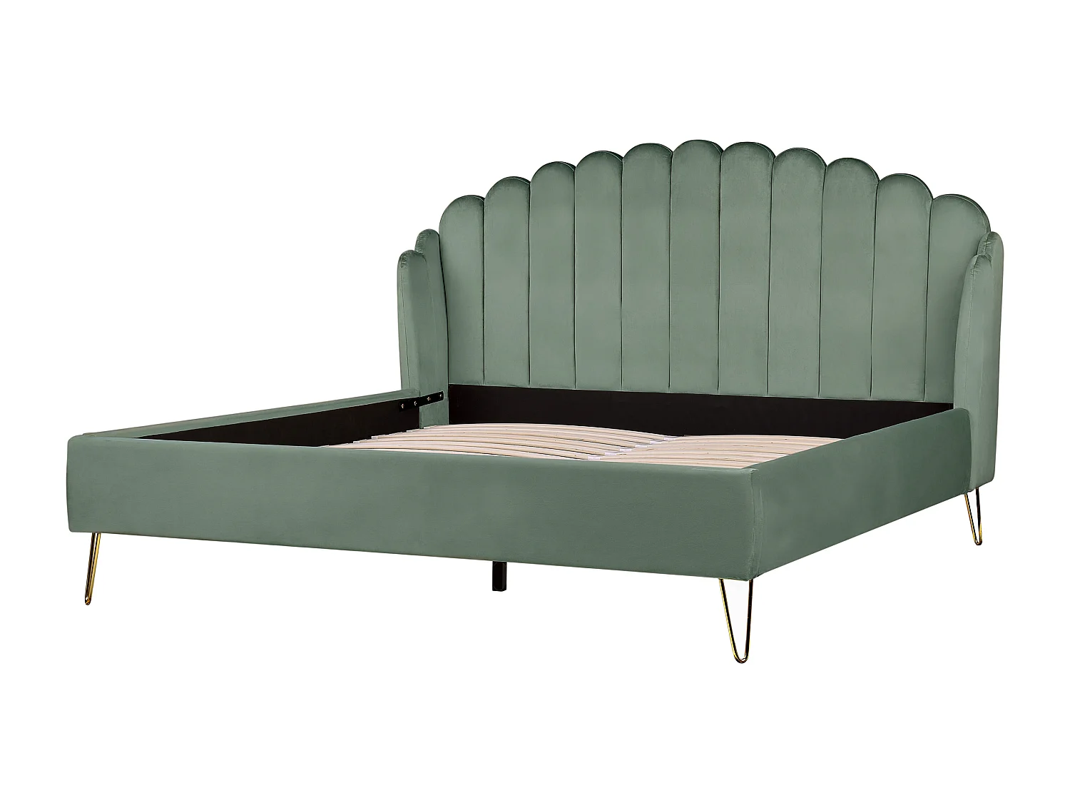 Lit avec sommier Velours AMBILLOU 180 x 200 cm Vert