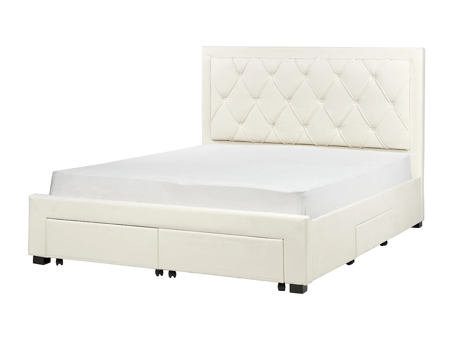 Bett Samt beige creme Schubladen Lattenrost 160x200 cm Chesterfield Stil Lievin