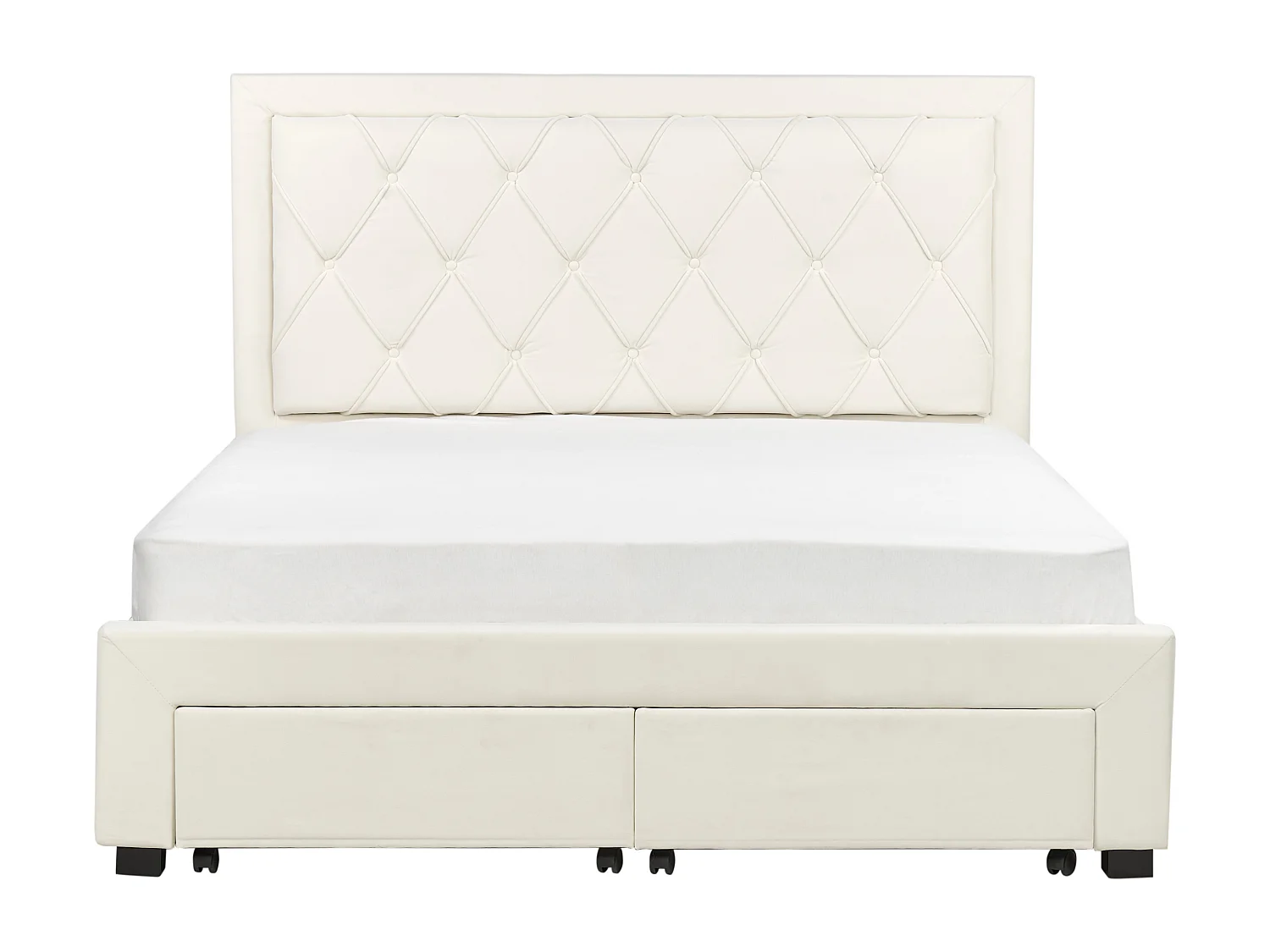 Bett Samt beige creme Schubladen Lattenrost 160x200 cm Chesterfield Stil Lievin