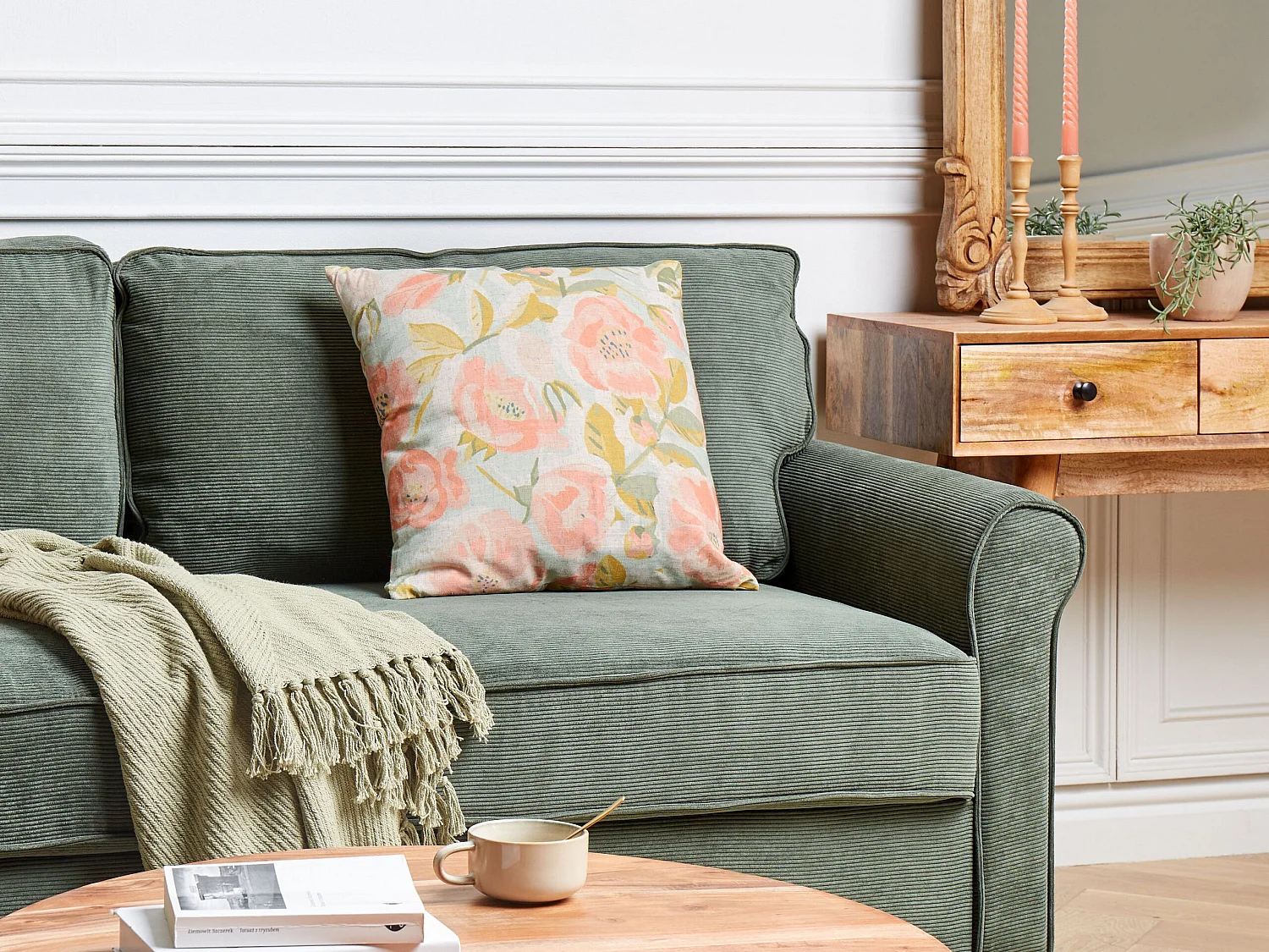 Coussin ZAHRIYE 45 x 45 cm Rose Motif floral