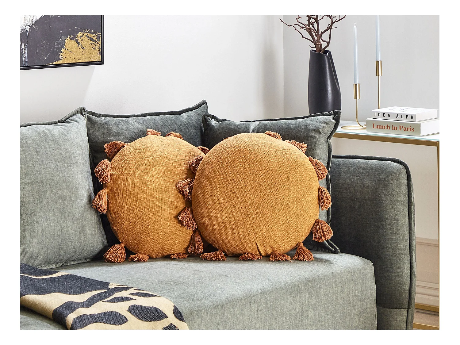 Lot de 2 coussins décoratifs MADIA Coton 45 x 45 cm Orange Unicolore