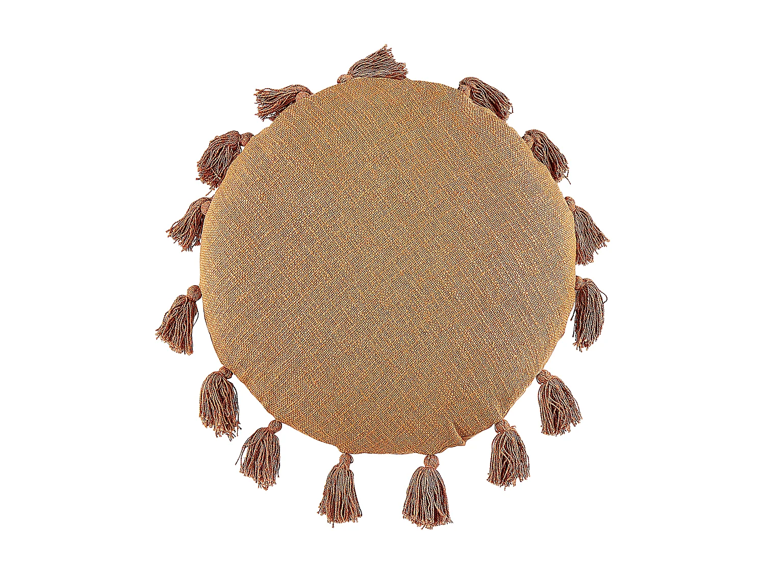 Dekokissen 2er Set mit Füllung Quasten Baumwolle orange rund 45 cm Boho Madia