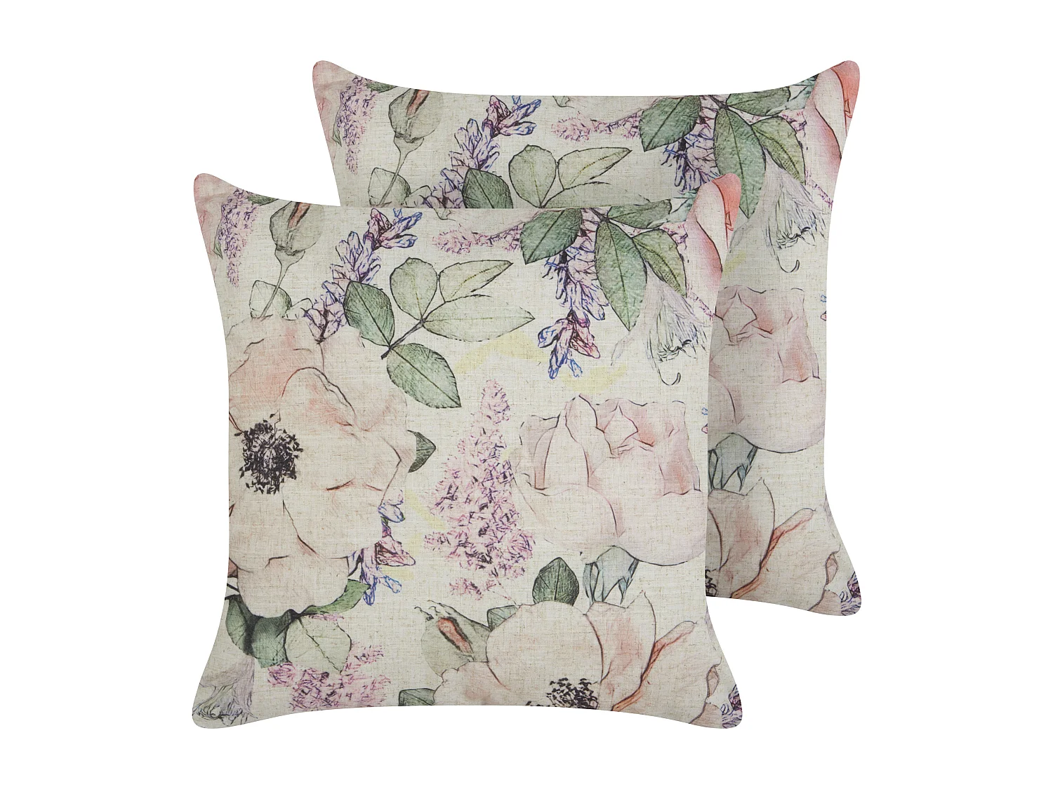 Conjunto de 2 almofadas decorativas ZAHRIYE 45 x 45 cm Violeta Padrão floral