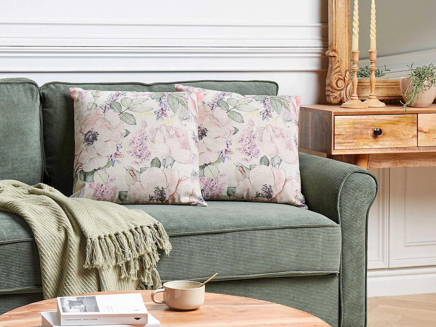 Conjunto de 2 almofadas decorativas ZAHRIYE 45 x 45 cm Violeta Padrão floral