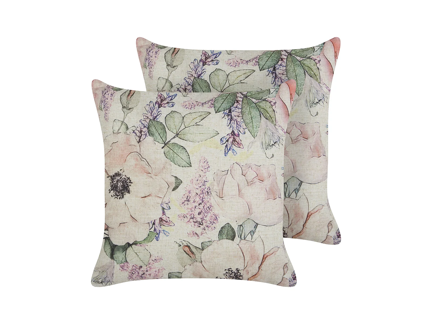 Lot de 2 coussins décoratifs ZAHRIYE 45 x 45 cm Violet Motif floral