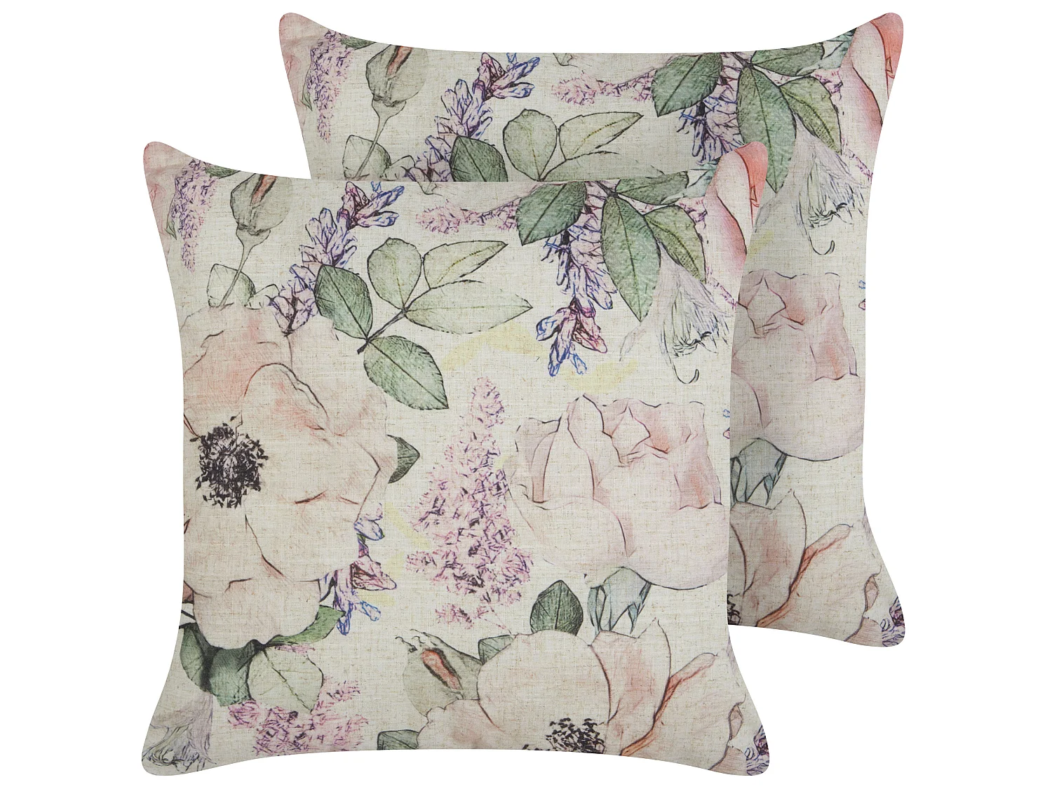 Set van 2 decoratieve kussens ZAHRIYE 45 x 45 cm Paars Bloempatroon