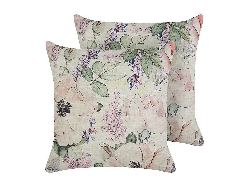 Lot de 2 coussins décoratifs ZAHRIYE 45 x 45 cm Violet Motif floral
