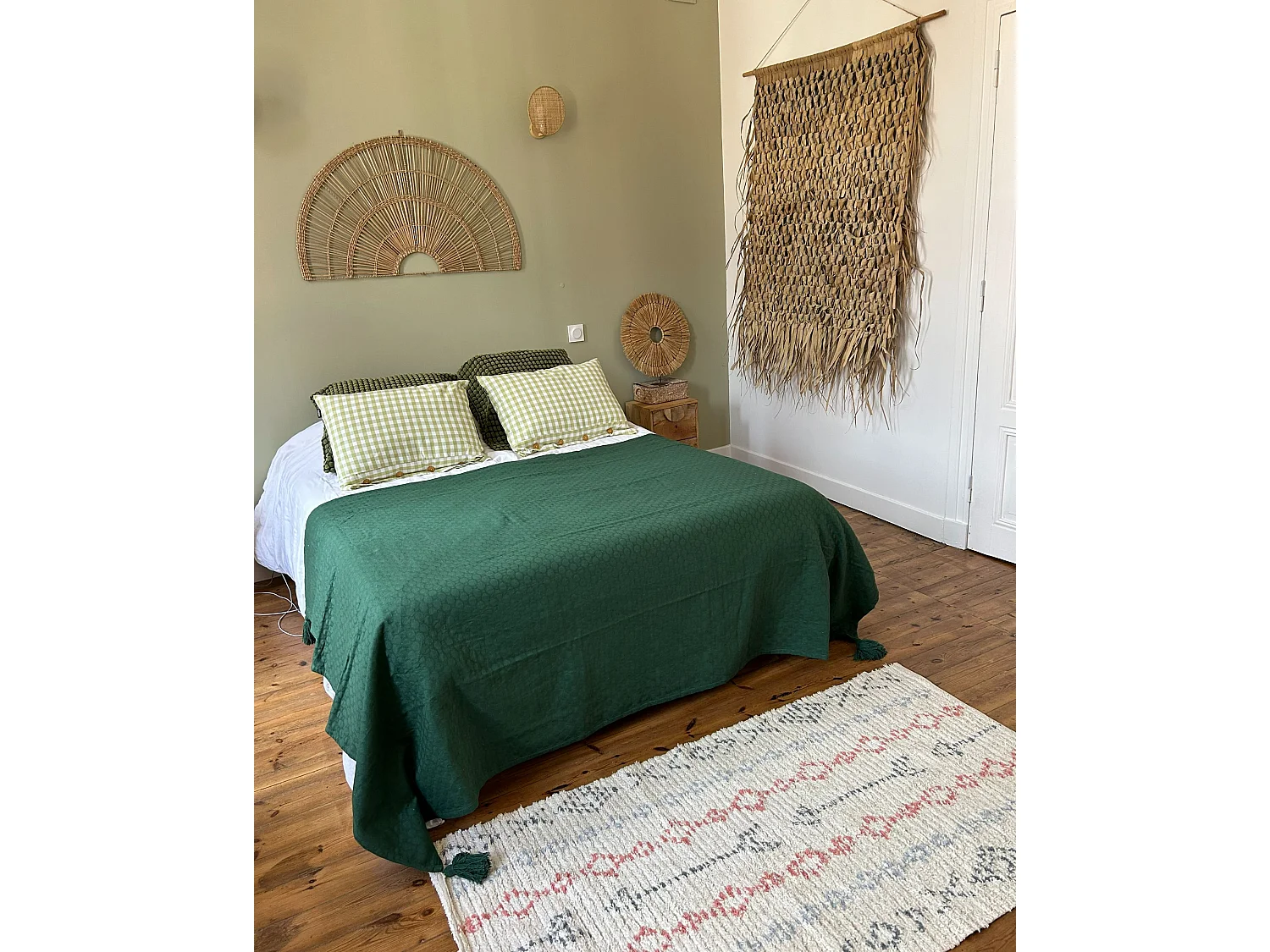 Almofada decorativa TALYA 40 x 60 cm Verde-oliva Quadriculado