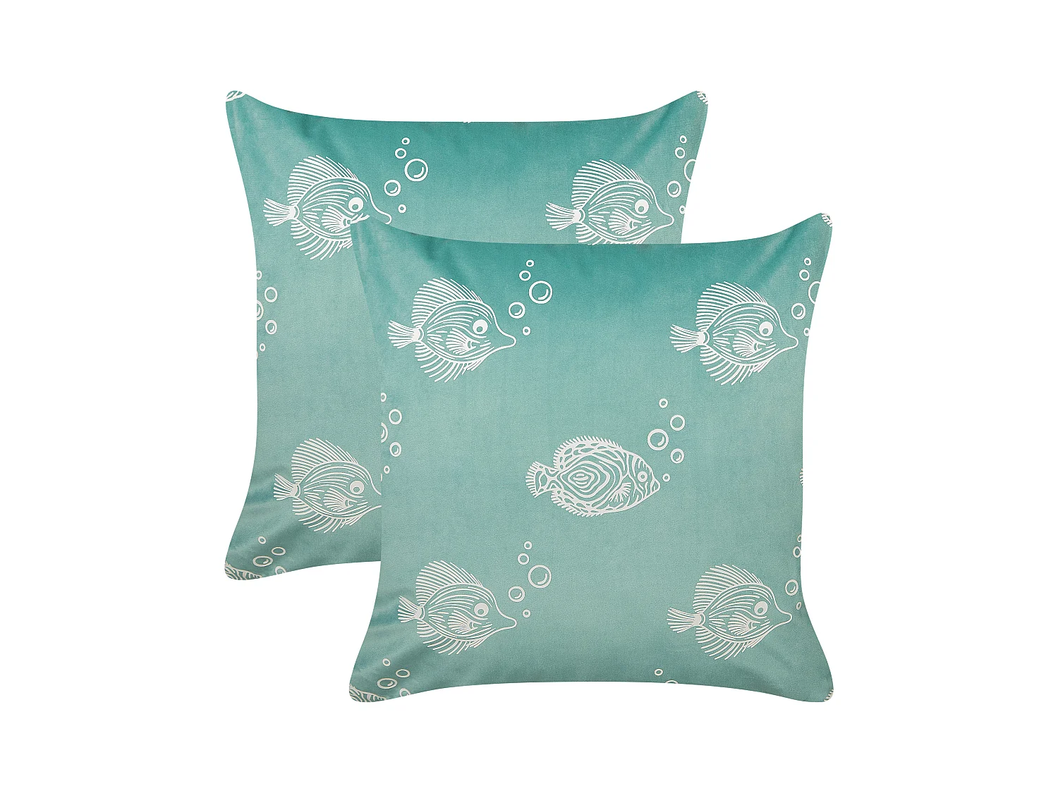 Set aus 2 Streukissen mit Fischmuster Samt-Polyester-Stoff 45 x 45 cm Grün Solidago