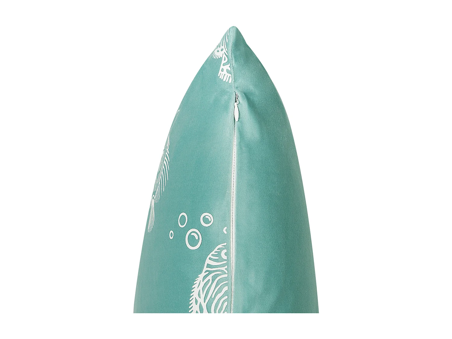 Conjunto de 2 almofadas decorativas com padrão de peixes em veludo verde 45 x 45 cm SOLIDAGO