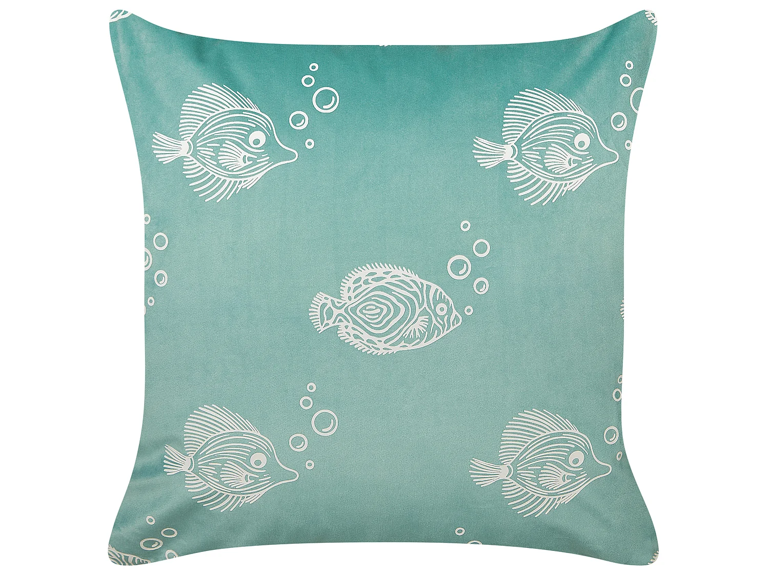 Lot de 2 coussins décoratifs avec motif poissons 45 x 45 cm en velours vert SOLIDAGO