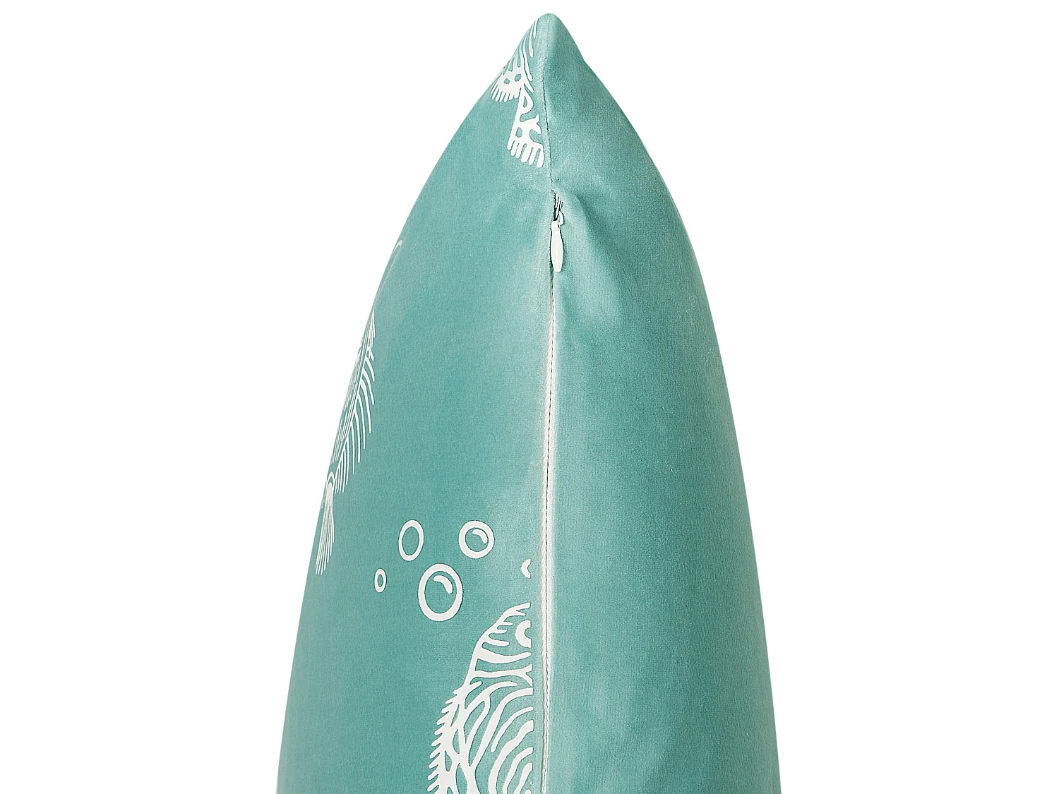 Lot de 2 coussins décoratifs avec motif poissons 45 x 45 cm en velours vert SOLIDAGO