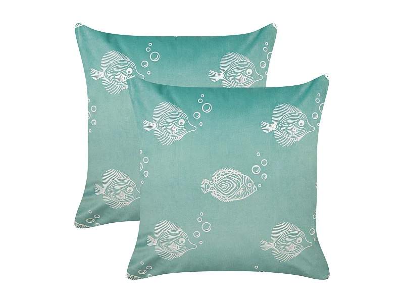 Set di 2 cuscini velluto verde 45 x 45 cm SOLIDAGO