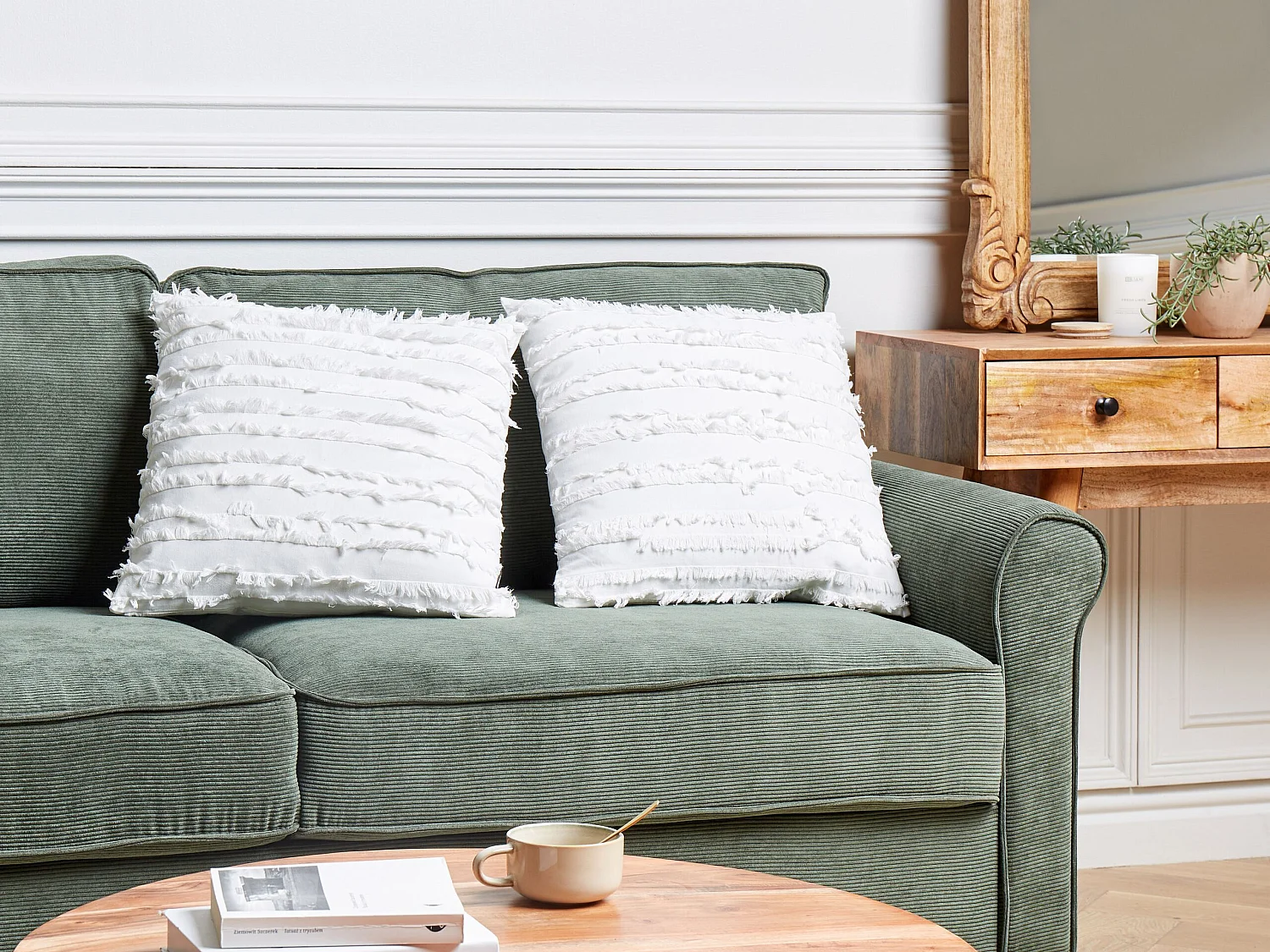 Lot de 2 coussins décoratifs MAKNEH Coton 45 x 45 cm Blanc Unicolore