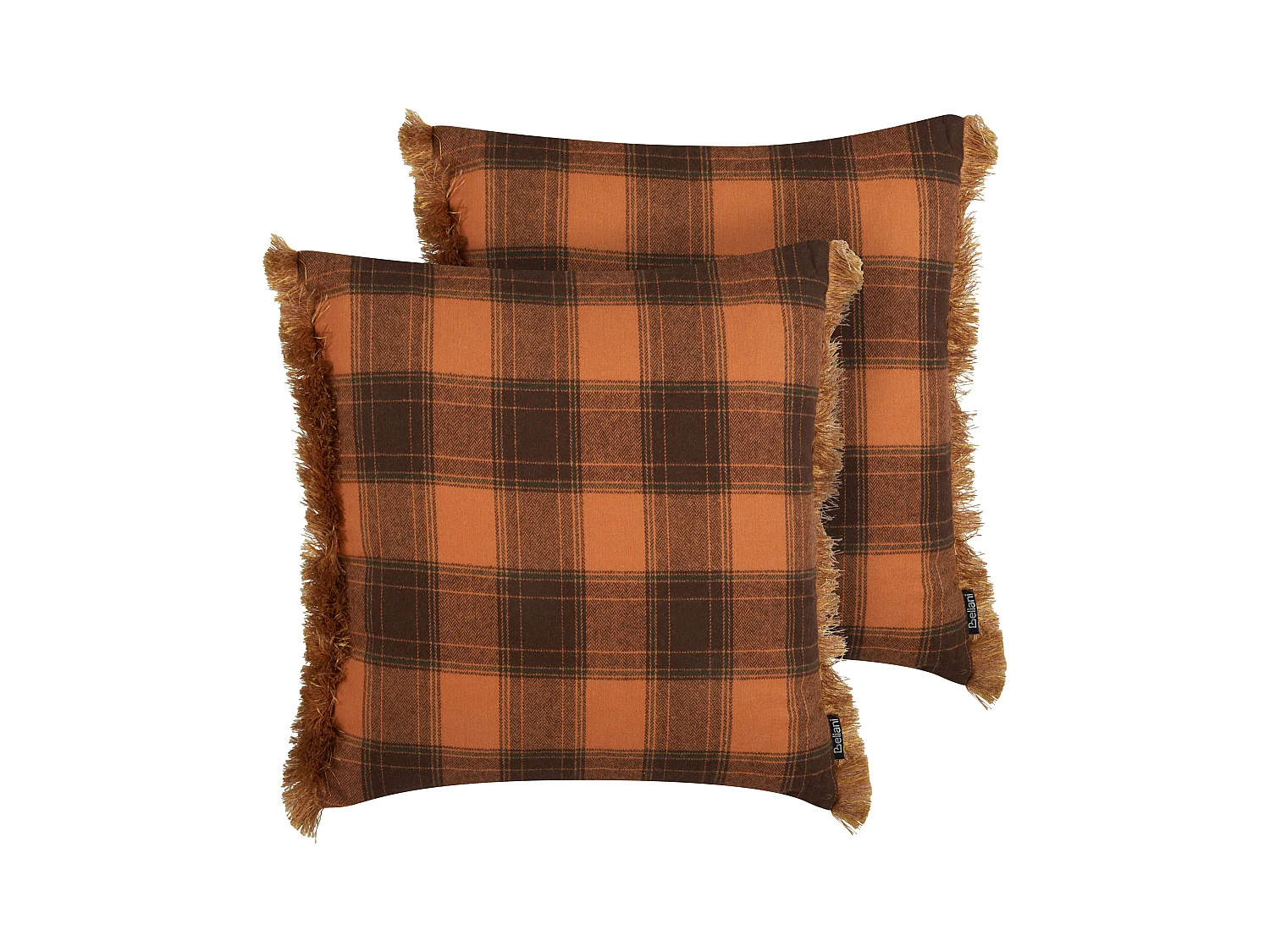 Set van 2 decoratieve kussens BARJA 45 x 45 cm Oranje Geblokt patroon