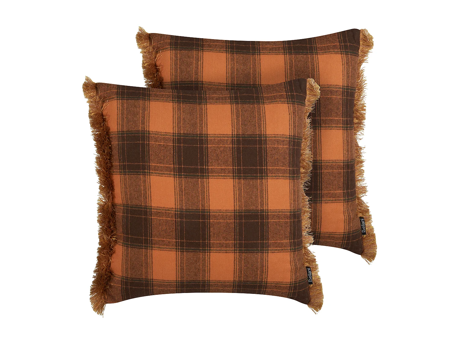 Lot de 2 coussins décoratifs BARJA 45 x 45 cm Orange À carreaux