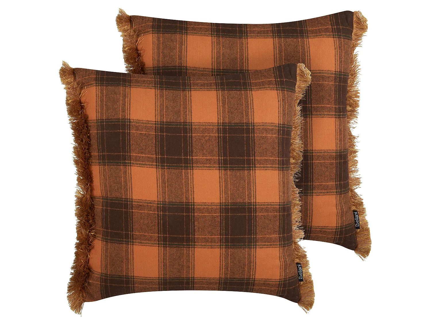 Set of 2 Decorative Cushions BARJA 45 x 45 cm Orange Checked