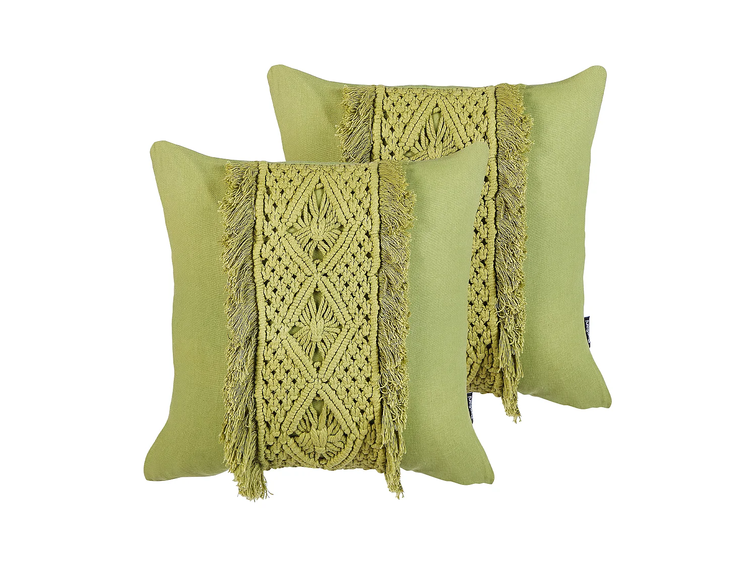 Lot de 2 coussins décoratifs KALAM Coton 45 x 45 cm Vert Motif géométrique
