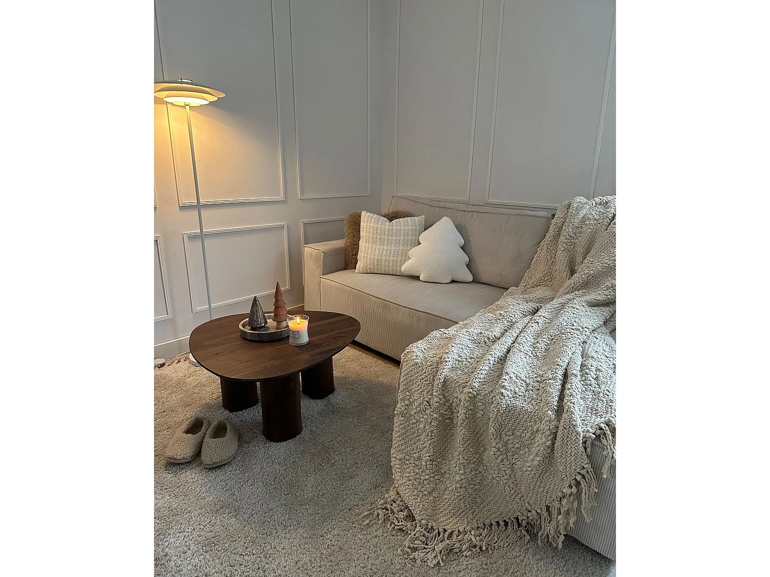 Lot de 2 coussins décoratifs DOURIS 45 x 45 cm Beige clair À carreaux