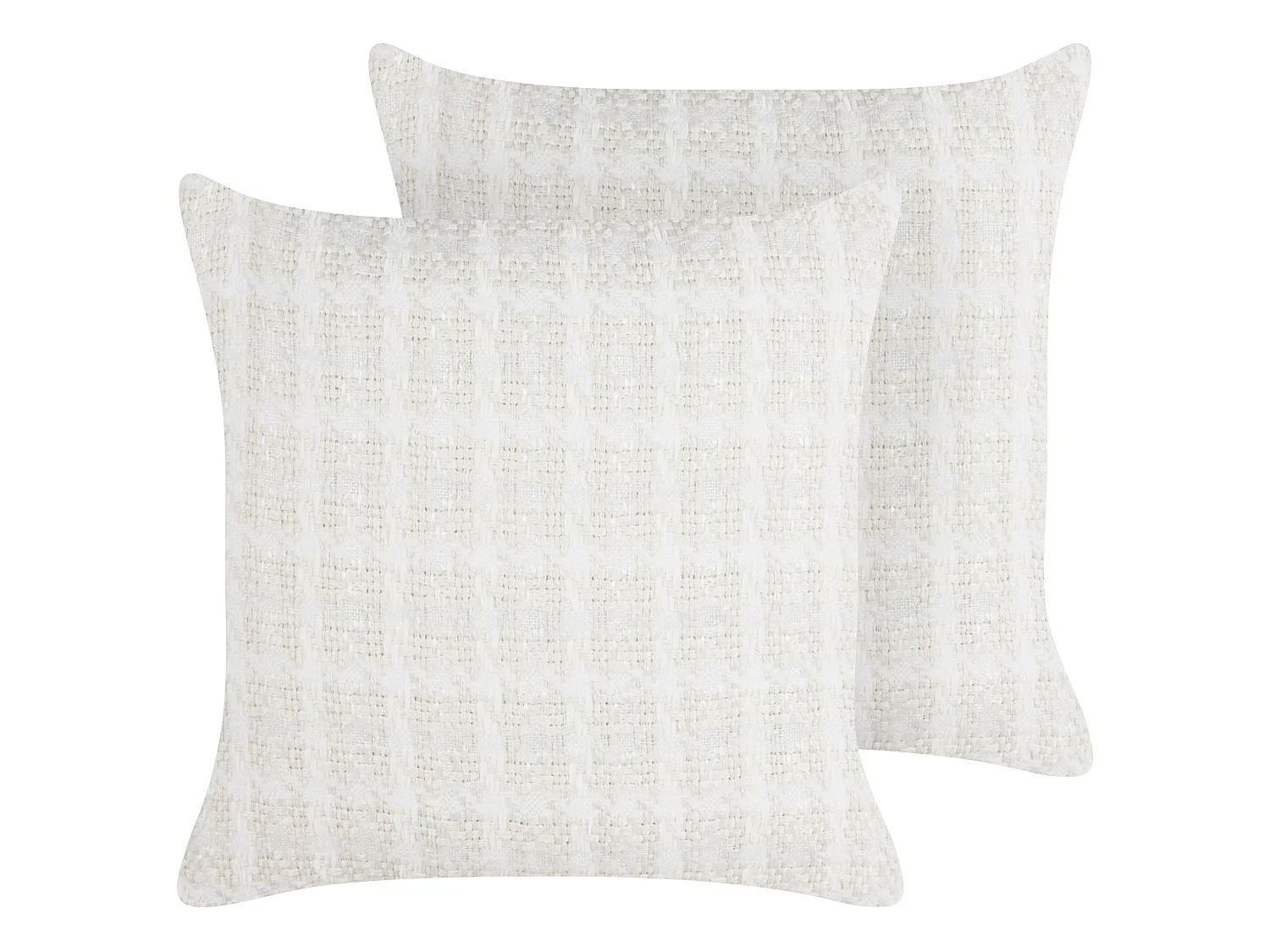 Set of 2 Decorative Cushions DOURIS 45 x 45 cm Light Beige Checked