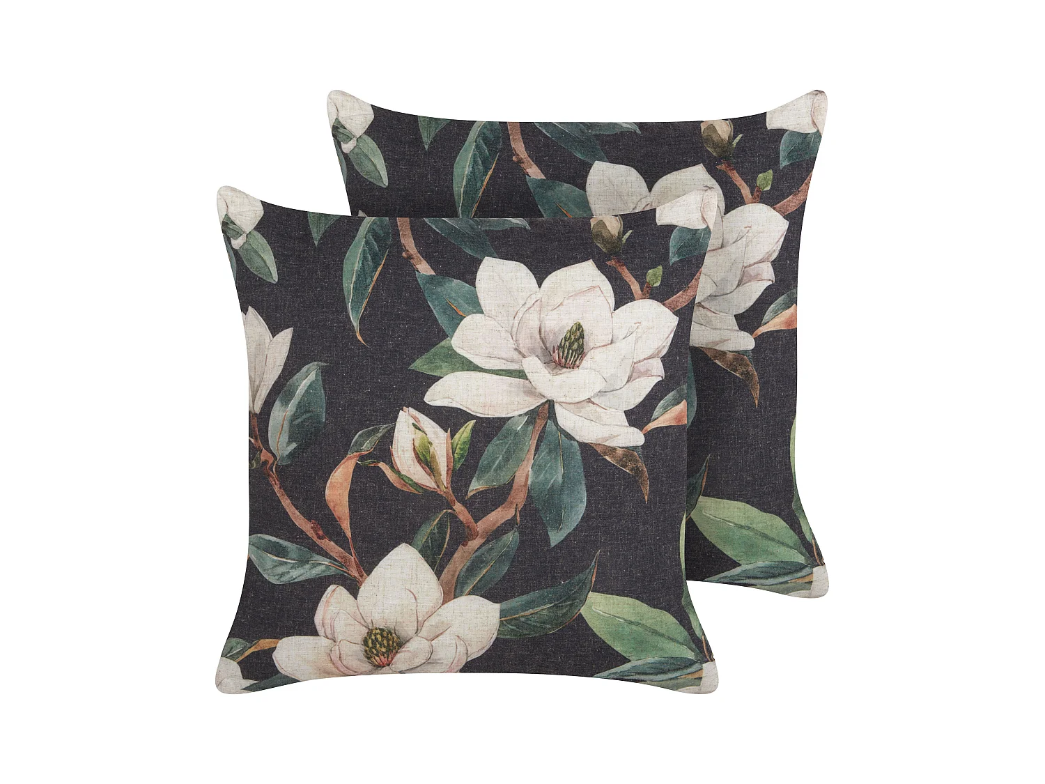 Lot de 2 coussins décoratifs ZAHRIYE 45 x 45 cm Noir Motif floral
