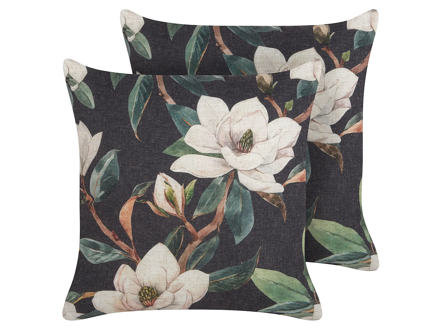 Set di 2 cuscini ZAHRIYE 45 x 45 cm Nero Trama floreale