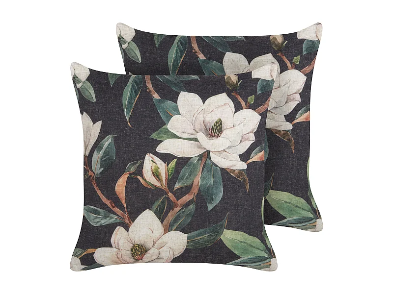 Set di 2 cuscini ZAHRIYE 45 x 45 cm Nero Trama floreale