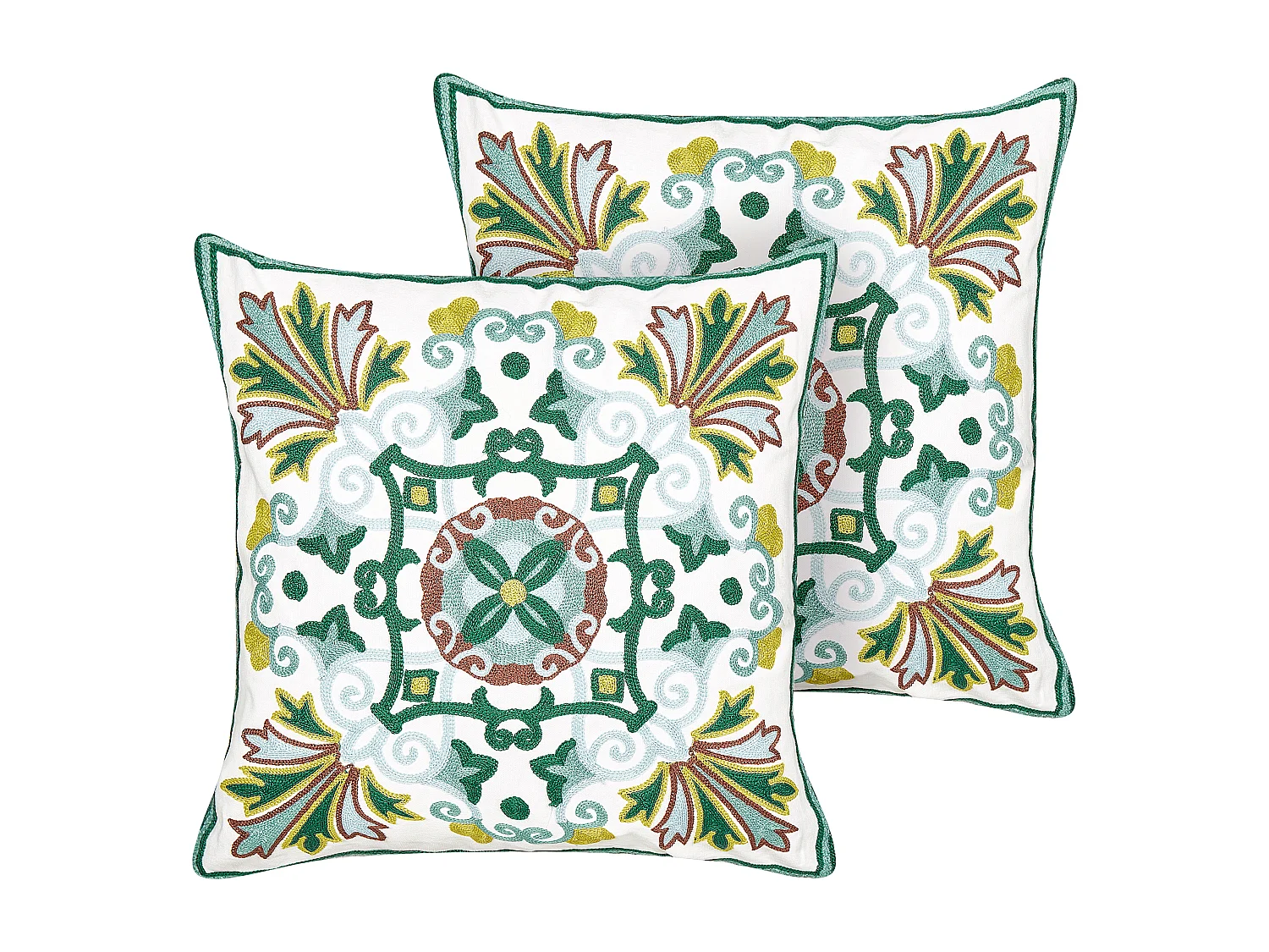 Lot de 2 coussins décoratifs ELANITE Coton 45 x 45 cm Vert Motif oriental