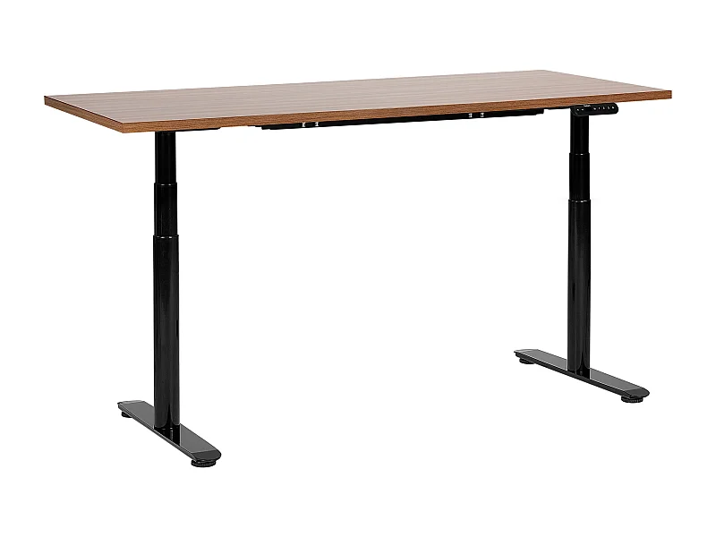 Scrivania regolabile elettricamente legno scuro e nero 160 x 72 cm DESTINAS