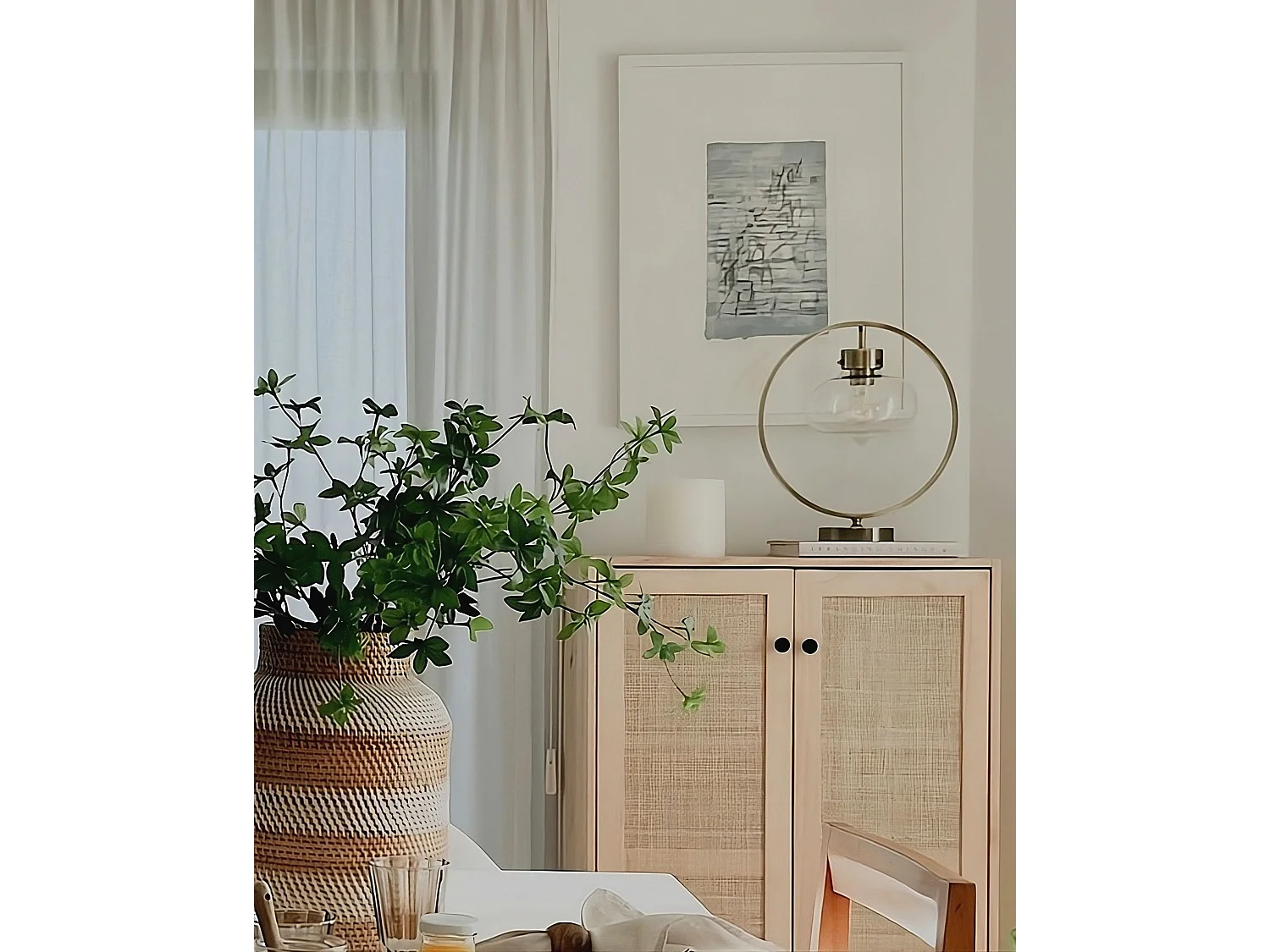 Dekovase RENUN Keramik 36 cm Naturfarben