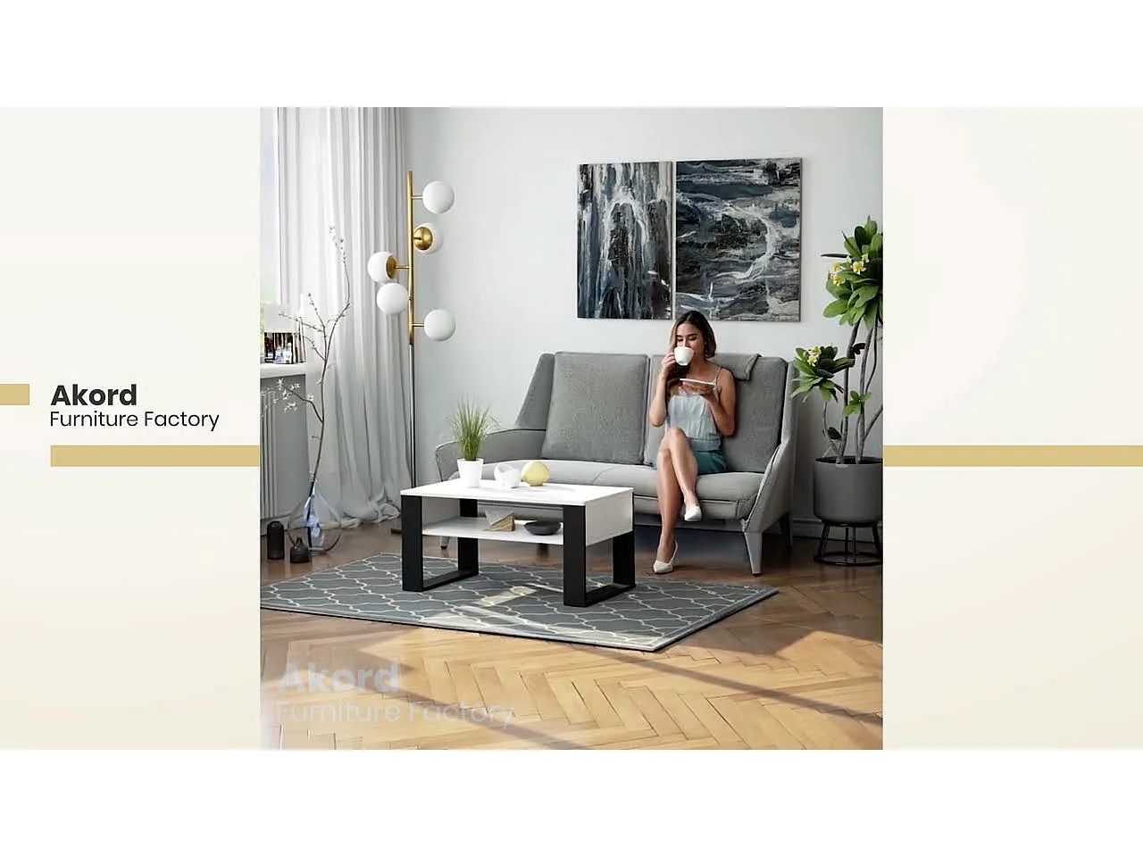 Table basse AKORD DOMI Chêne Craft 92 cm pieds Noir 92x50x45 cm