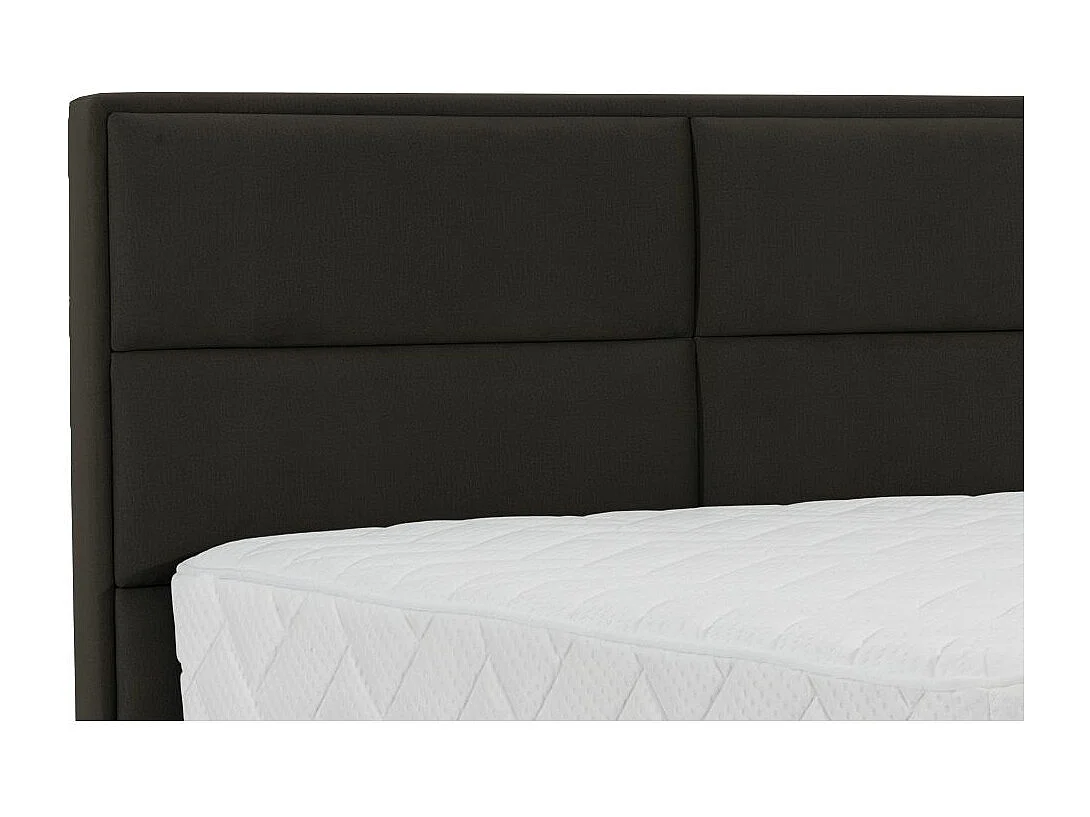 Lit continental tissu marron Tiempo avec matelas 30cm en latex et pied métal noir-140x200