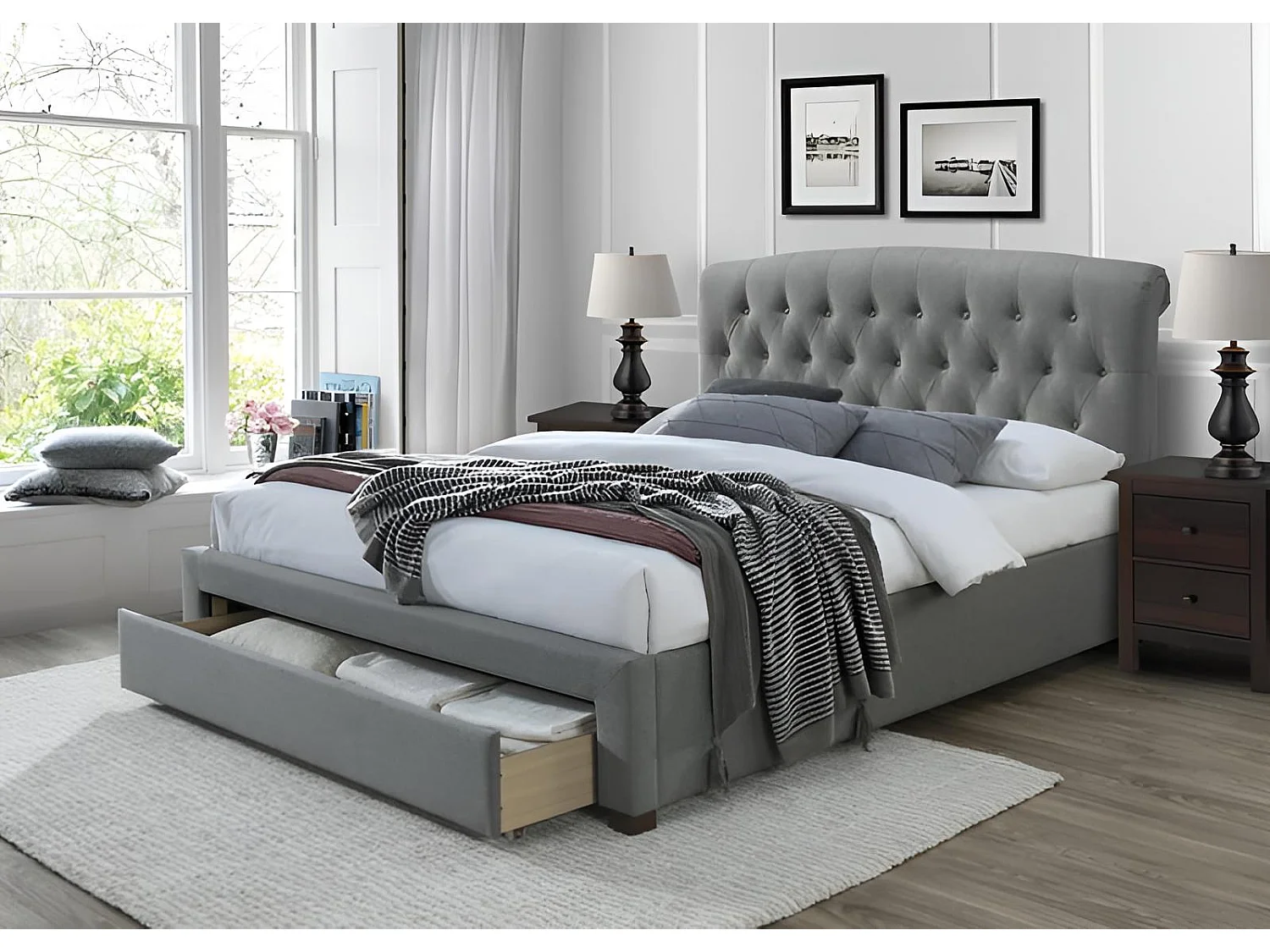 Letto Avanti/160x200/Tessuto-Grigio