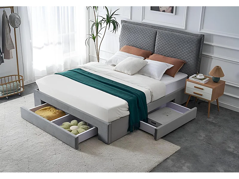 Bett Becky/160x200/Stoff-Grau