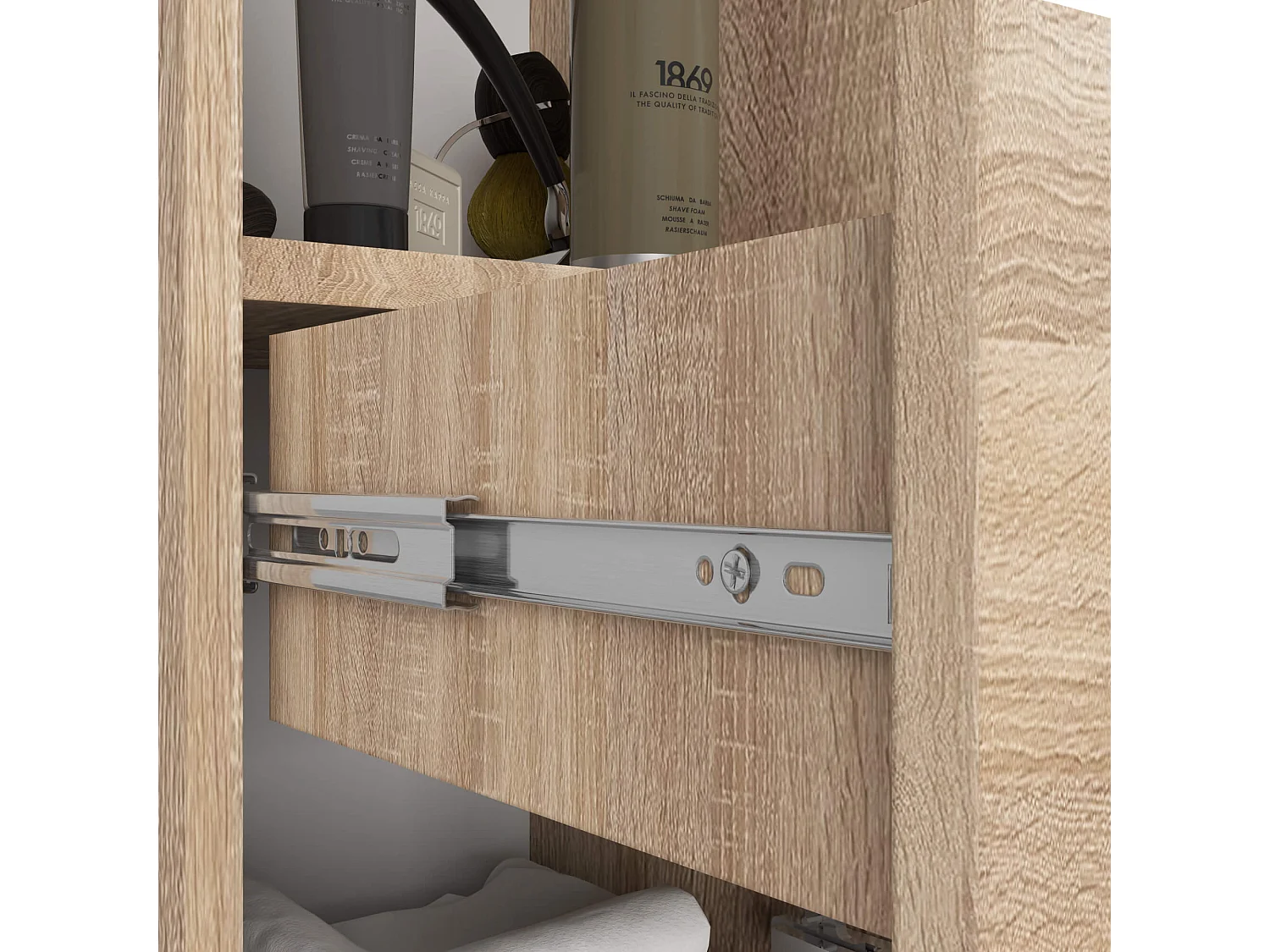 Badezimmersäule AKORD FIN Sonoma-Eiche 30 cm 2 Türen Schublade 5 Ebenen B30 x H140 x T30 cm