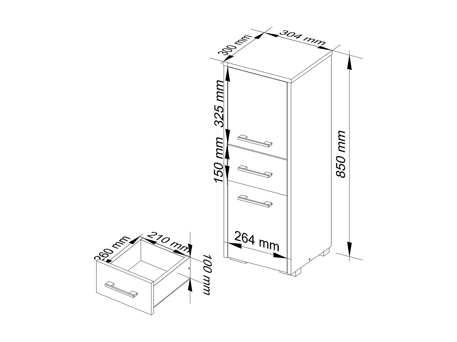FIN Badkamerkast Kolomkast 30cm 2D 1Laden Wit/Sonoma 85cm Wis-Stand Meubel