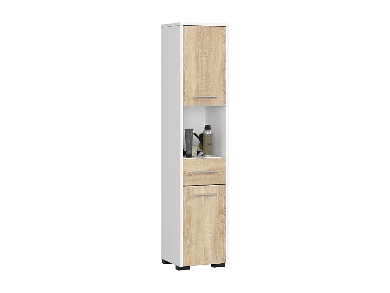 Kolomkast voor Badkamer FIN / AKORD Furniture Factory / Wit – Sonoma Eik / 30 x 140 x 30 cm