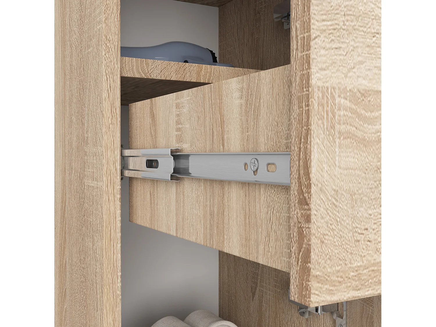 Stehender Badezimmerschrank AKORD FIN Sonoma-Eiche 30 cm 2 Türen Schublade 3 Ebenen B30 x H85 x T30 cm
